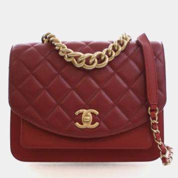 Pre Owned Chanel Small Aged Calfskin Chain Handle Flap Bag