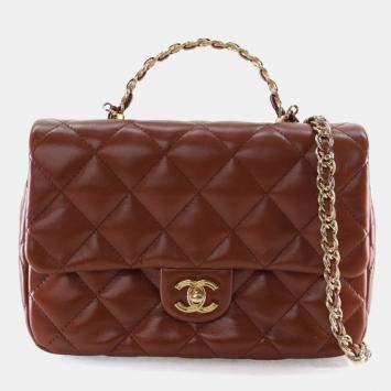 مملوكة مسبقًا Chanel Medium Shiny Lambskin Golden Links Top Handle Flap Bag