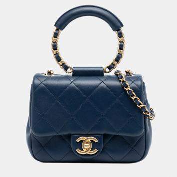 مملوكة مسبقًا Chanel Blue Mini Quilted Lambskin In The Loop Flap