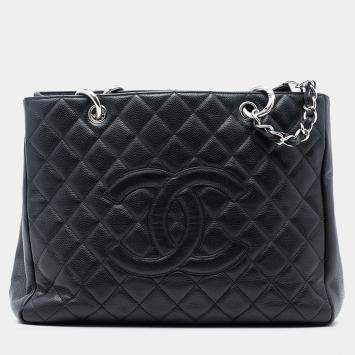 Pre Owned Chanel Black Caviar Grand Shopping Tote