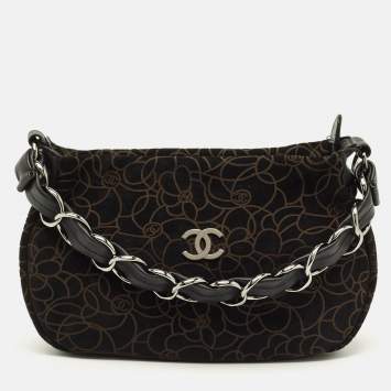 مملوكة مسبقًا Chanel Choco Brown Camellia Embossed Suede Shoulder Bag