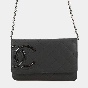 مملوكة مسبقًا Chanel Cambon Chain Wallet Black Lambskin