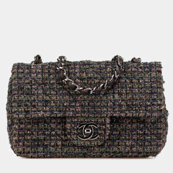 Pre Owned حقيبة كتف شانية شانيل علامة كوكو ماتيلسي صغيرة 20 سلسلة رمادي تويد جلد