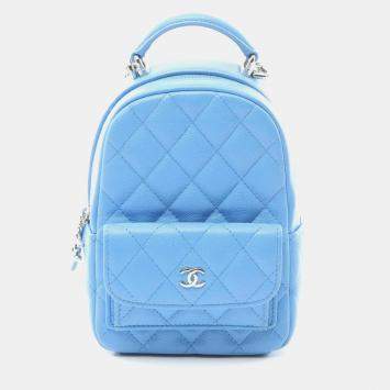 مملوكة مسبقًا Chanel Matelasse Backpack Leather Grained Calfskin Blue