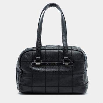 مملوكة مسبقًا Chanel Black Choco Bar Caviar LAX Bowler Bag