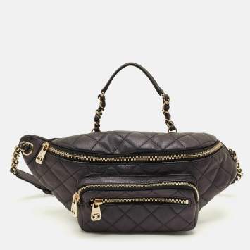 مملوكة مسبقًا Chanel All About Waist Metallic Quilted Caviar Leather Belt Bag