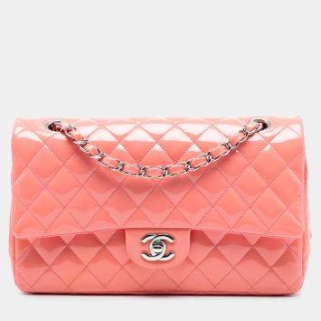 مملوكة مسبقًا Chanel Pink Medium Classic Patent Double Flap