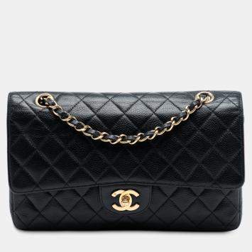 مملوكة مسبقًا Chanel Black Medium Classic Caviar Double Flap