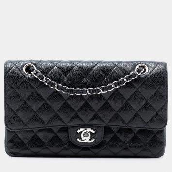 مملوكة مسبقًا Chanel Black Medium Classic Caviar Double Flap