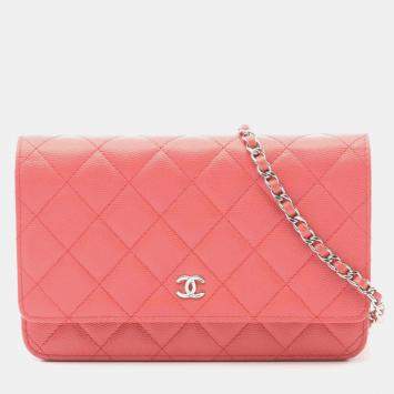 Pre Owned Chanel Matelasse Shoulder Bag In Calfskin Leather Cowhide Pink