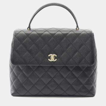 Pre Owned حقيبة شانيل ماتلاسيه جلد عجل محبب أسود