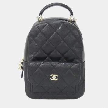 Pre Owned Chanel Timeless Classic Line Black Calf Leather Backpack