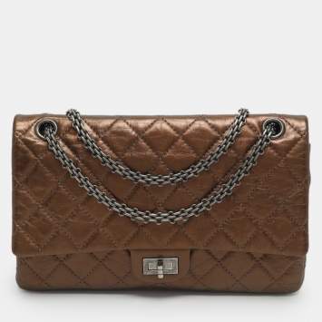 Pre Owned حقيبة شانيل ريشيو 266 جلد كافيار أسود مبطن بقلاب