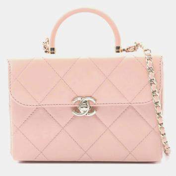 مملوكة مسبقًا Chanel Matelasse Top Handle Shoulder Bag Leather Pink