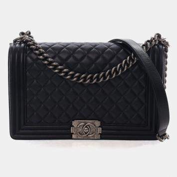 Pre Owned Chanel Large Lambskin Boy Bag