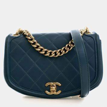 Pre Owned Chanel Mini Lambskin Curved Shoulder Bag
