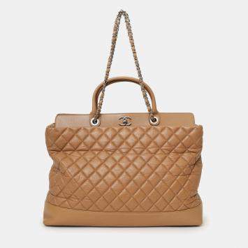 Pre Owned Chanel 2011/12 Brown Leather Quilted Be CC Tote