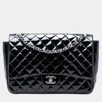 مملوكة مسبقًا Chanel Black Maxi Classic Patent Double Flap