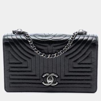 Pre Owned Chanel Black Small Quilted Calfskin Korean Garden Flap