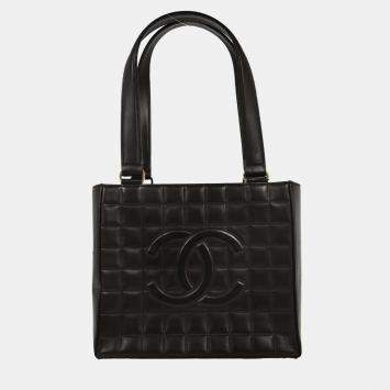 مملوكة مسبقًا Chanel Black Lambskin Choco Bar Tote Shoulder Bag