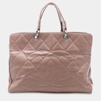 مملوكة مسبقًا Chanel Brown CC Quilted Caviar Timeless Tote