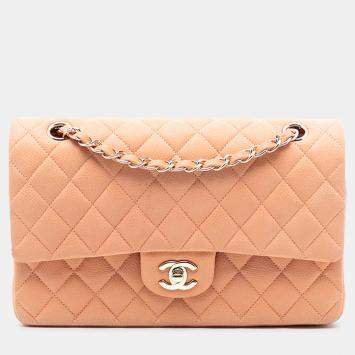 مملوكة مسبقًا Chanel Orange Medium Classic Caviar Double Flap