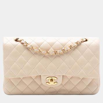 Pre Owned Chanel Brown Medium Classic Lambskin Double Flap