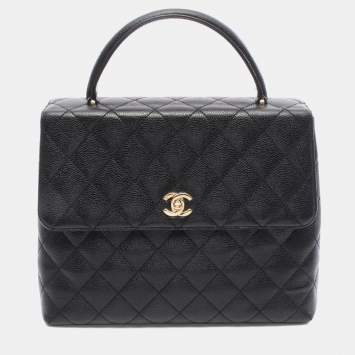 Pre Owned Chanel Matelasse Handbag In Caviar Grained Calfskin Black