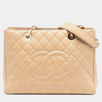 Pre Owned Chanel Brown Caviar Grand Shopping Tote