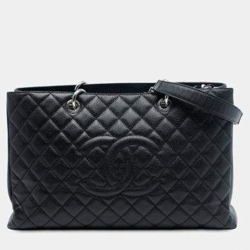 Pre Owned Chanel Black Caviar Grand Shopping Tote XL