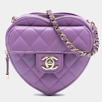 مملوكة مسبقًا Chanel Purple Mini Lambskin CC in Love Heart Crossbody