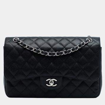 مملوكة مسبقًا Chanel Black Jumbo Classic Caviar Double Flap