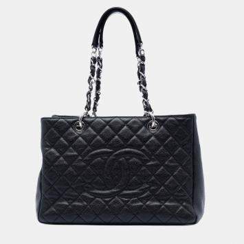 Pre Owned Chanel Black Caviar Grand Shopping Tote