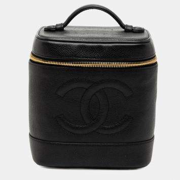 Pre Owned Chanel Black CC Caviar Vanity Bag