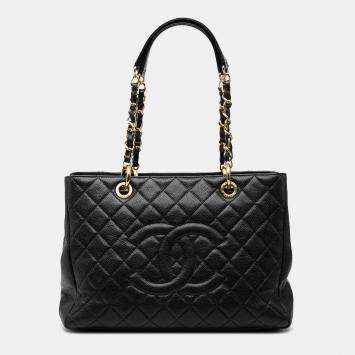 Pre Owned Chanel Black Caviar Grand Shopping Tote