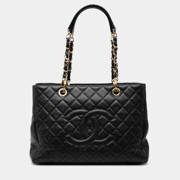 Pre Owned Chanel Black Caviar Grand Shopping Tote