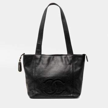 مملوكة مسبقًا حقيبة توت شانيل سي سي كافيار أسود