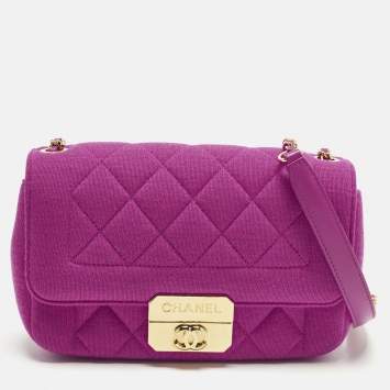 Pre Owned Chanel Chic With Me Mini Pink Quilted Jersey Flap Bag