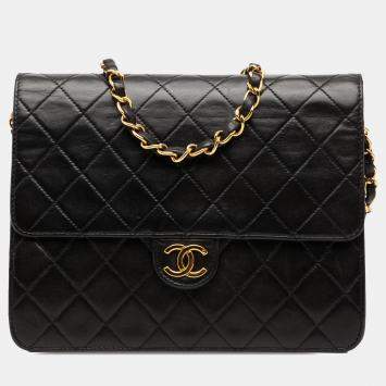 Pre Owned حقيبة شانيل فلاب مفردة جلد غنم مبطن CC شعار كوكو أسود صغير