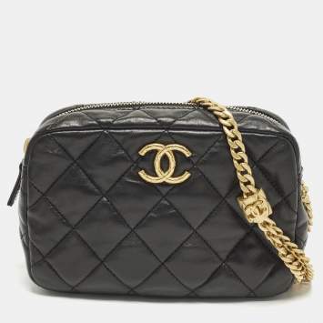 Pre Owned Chanel Coco Crush Black Quilted Leather Camera Bag