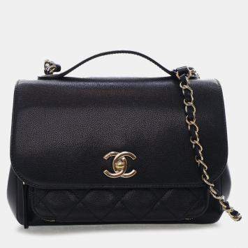 Pre Owned Chanel Black Medium Caviar Business Affinity Top Handle Bag