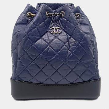 مملوكة مسبقًا Chanel Navy Blue Leather Gabrielle Backpack Medium