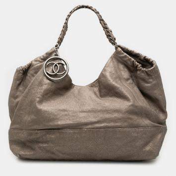 Pre Owned Chanel Brown Baby Metallic Calfskin Coco Cabas Tote