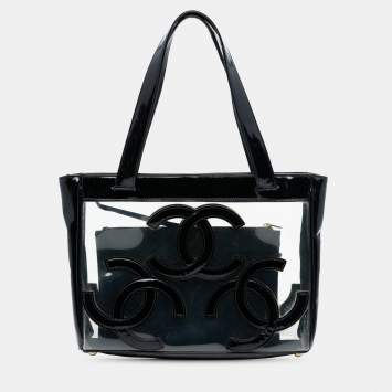 مملوكة مسبقًا Chanel Black Triple CC Vinyl and Patent Tote