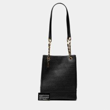 Pre Owned Chanel Black Triple CC Caviar Tote