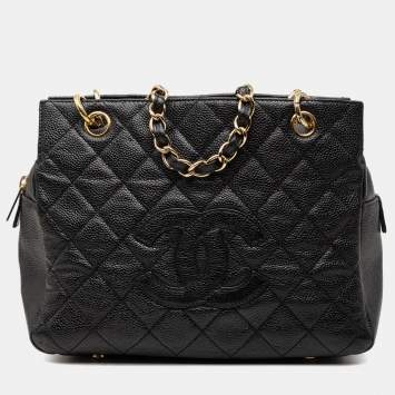 Pre Owned Chanel Black Petite Caviar Timeless Tote