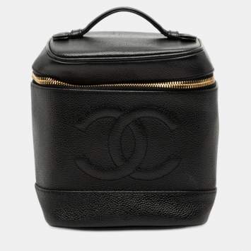 Pre Owned حقيبة شانيل فانيتي كافيار سوداء CC