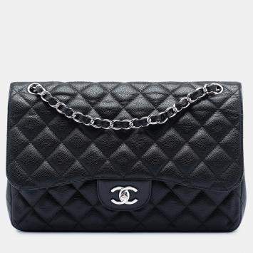 مملوكة مسبقًا Chanel Black Jumbo Classic Caviar Double Flap