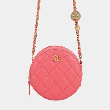 مملوكة مسبقًا Chanel Round Cocoball Chain shoulder Bag Pink Lambskin