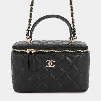 مملوكة مسبقًا Chanel Vanity Shoulder Bag Black Lambskin